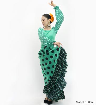 Flamenco Blouse & Skirt / Polka Dots / Turquoise Blue & Black / JFBS-7