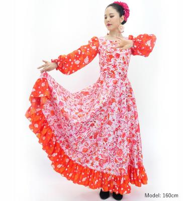 Flamenco Blouse & Skirt / Butterfly Paisley / White & Red / JFBS-8