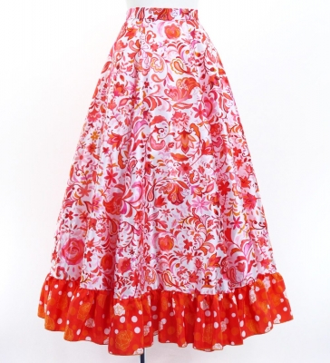 Flamenco Blouse & Skirt / Butterfly Paisley / White & Red / JFBS-8