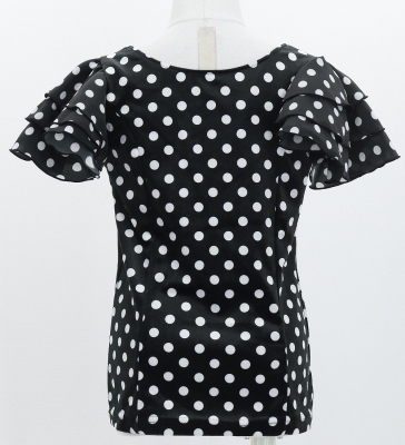 Kids Flamenco 3 frilled Sleeve Blouse  / Dots / Black & White / FBp-21