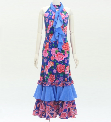 Flamenco Velvet Dress with Frills / Rose / JFD-10