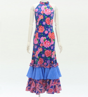 Flamenco Velvet Dress with Frills / Rose / JFD-10