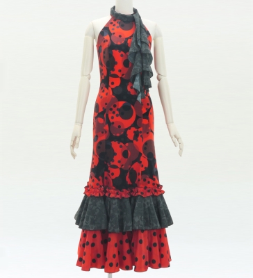 Flamenco Velvet Dress with Frills / Dot / JFD-11