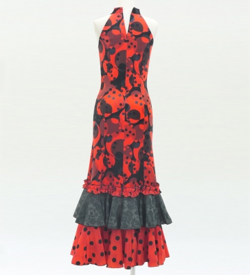 Flamenco Velvet Dress with Frills / Dot / JFD-11
