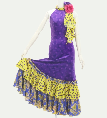 Flamenco Velvet Dress with Frills / Dot / JFD-12