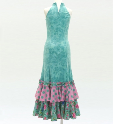 Flamenco Velvet Dress with Frills / Rose / JFD-13