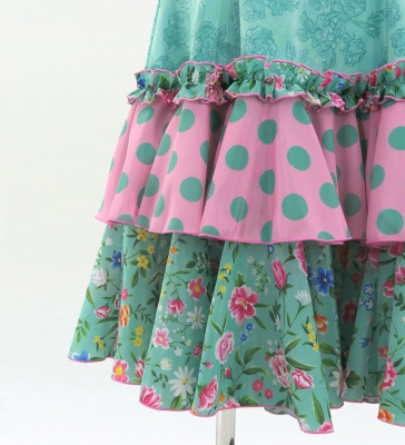 Flamenco Velvet Dress with Frills / Rose / JFD-13