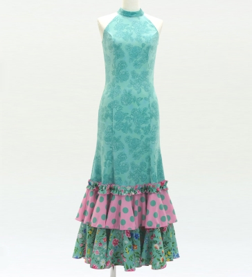 Flamenco Velvet Dress with Frills / Rose / JFD-13