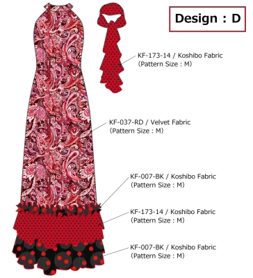 Flamenco Flare Velvet Dress with Frills / Paisley / JFD-9