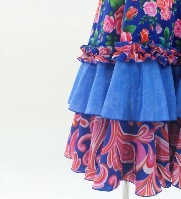 Kids Flamenco Velvet Dress with Frills/ Rose / JFDp-10