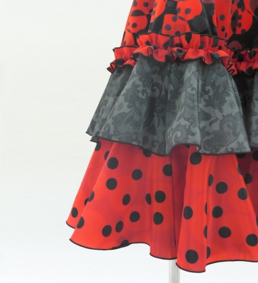 Kids Flamenco Velvet Dress with Frills/ Dot / JFDp-11