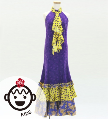 Kids Flamenco Velvet Dress with Frills/ Dot / JFDp-12