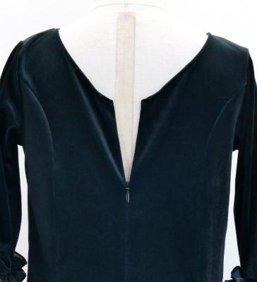 Kids Flamenco Flare Velvet Dress with Frills / Black / JFDp-1