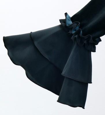 Kids Flamenco Flare Velvet Dress with Frills / Black / JFDp-1