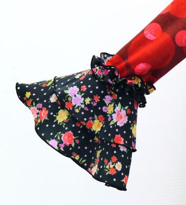 Kids Flamenco Flare Velvet Dress with Frills / Dots / Red & Black / JFDp-3