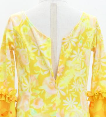 Kids Flamenco Flare Velvet Dress with Frills / Flower / yellow / JFDp-5