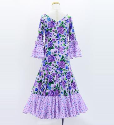 Kids Flamenco Flare Velvet Dress with Frills / Rose / Lavender / JFDp-6