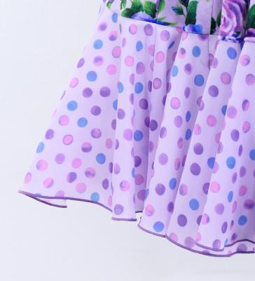 Kids Flamenco Flare Velvet Dress with Frills / Rose / Lavender / JFDp-6