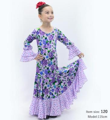Kids Flamenco Flare Velvet Dress with Frills / Rose / Lavender / JFDp-6