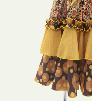 Kids Flamenco Velvet Dress with Frills/ Paisley / JFDp-9