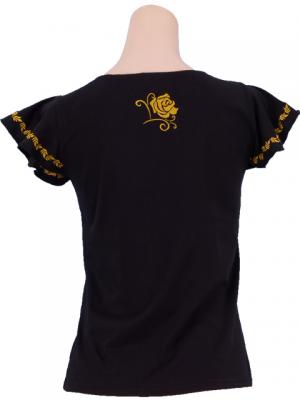 Flamenco T-shirt / Frilled Sleeve with Rose embroidery / GKD8gb