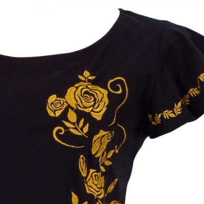 Flamenco T-shirt / Frilled Sleeve with Rose embroidery / GKD8gb