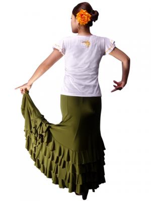 Flamenco T-shirt / Frilled Sleeve with Rose embroidery / GKD8gw