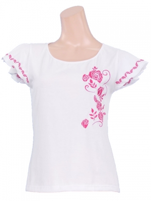 Flamenco T-shirt / Frilled Sleeve with Rose embroidery / GKD8piw