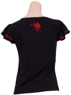 Flamenco T-shirt / Frilled Sleeve with Rose embroidery / GKD8rb