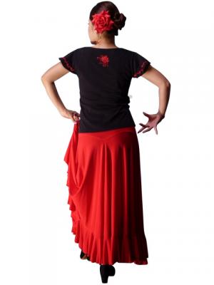 Flamenco T-shirt / Frilled Sleeve with Rose embroidery / GKD8rb