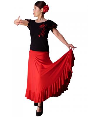 Flamenco T-shirt / Frilled Sleeve with Rose embroidery / GKD8rb