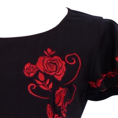 Flamenco T-shirt / Frilled Sleeve with Rose embroidery / GKD8rb