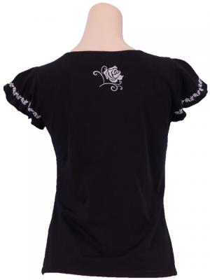 Flamenco T-shirt / Frilled Sleeve with Rose embroidery / GKD8sb