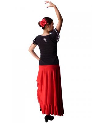 Flamenco T-shirt / Frilled Sleeve with Rose embroidery / GKD8sb