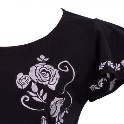 Flamenco T-shirt / Frilled Sleeve with Rose embroidery / GKD8sb