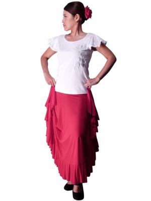 Flamenco T-shirt / Frilled Sleeve with Rose embroidery / GKD8sw