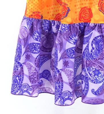 Flamenco Wrap Skirt with Frills / Rose & Paisley / Orange & Purple / FMS-12