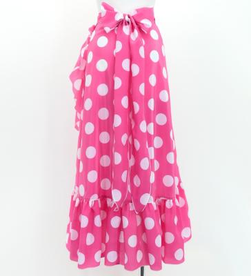 Flamenco Wrap Skirt with Frills / Polka Dots / Cherry Pink & White / FMS-2