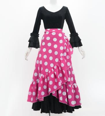 Flamenco Wrap Skirt with Frills / Polka Dots / Cherry Pink & White / FMS-2