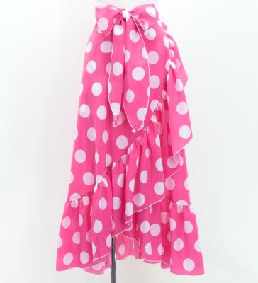 Flamenco Wrap Skirt with Frills / Polka Dots / Cherry Pink & White / FMS-2