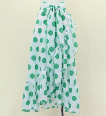 Flamenco Wrap Skirt with Frills / Polka Dots / White & Turquoise Blue / FMS-4
