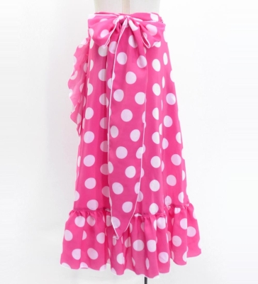 Kids Flamenco Wrap Skirt with Frills / Polka Dots / Cherry Pink & White / JFMSp-1
