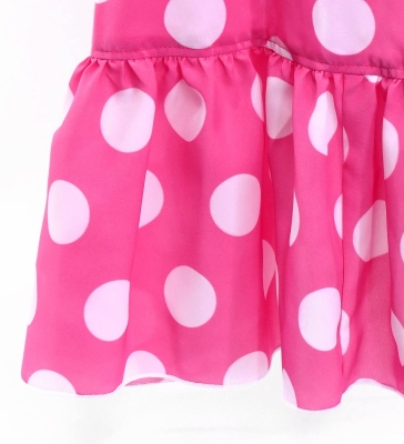 Kids Flamenco Wrap Skirt with Frills / Polka Dots / Cherry Pink & White / JFMSp-1