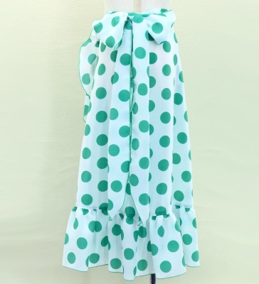 Kids Flamenco Wrap Skirt with Frills / Polka Dots / White & Turquoise Blue / JFMSp-2