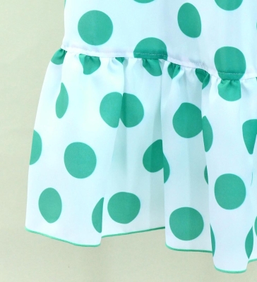 Kids Flamenco Wrap Skirt with Frills / Polka Dots / White & Turquoise Blue / JFMSp-2