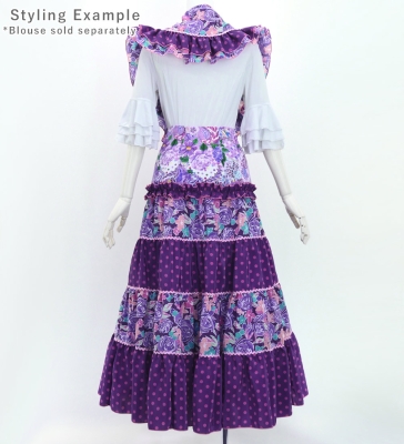 Flamenco Tiered Skirt and Double Frilled Shawl Set / Roses & Dots / Roses & Dots / Purple / FPS-12