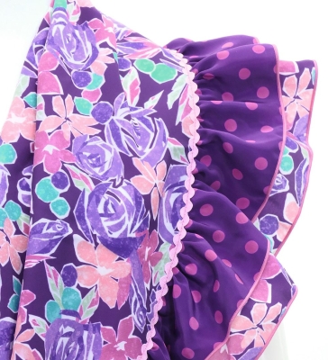 Flamenco Tiered Skirt and Double Frilled Shawl Set / Roses & Dots / Roses & Dots / Purple / FPS-12