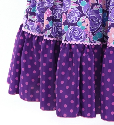 Flamenco Tiered Skirt and Double Frilled Shawl Set / Roses & Dots / Roses & Dots / Purple / FPS-12