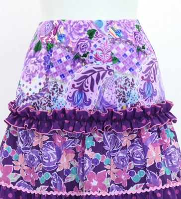 Flamenco Tiered Skirt and Double Frilled Shawl Set / Roses & Dots / Roses & Dots / Purple / FPS-12