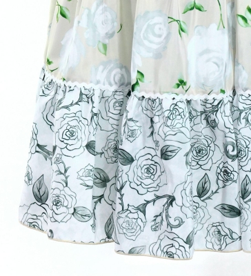 Flamenco Tiered Skirt and Double Frilled Shawl Set / Roses / Beige / FPS-14